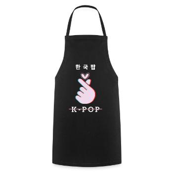 K-Pop Liebe Zeichen Hand Geste - Kochschürze - Schwarz - Vorne - AI Model Male 185 dark (185cm)