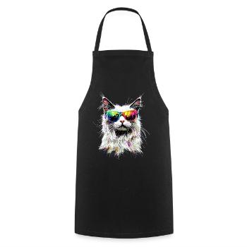 Chat Angora Blanc Chat Angora Chats Angora Mignons - Tablier de cuisine - noir - Devant - AI Model Male 185 dark (185cm)