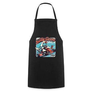 Silly Goose sur l’accélérateur dans un kart - Tablier de cuisine - noir - Devant - AI Model Male 185 dark (185cm)