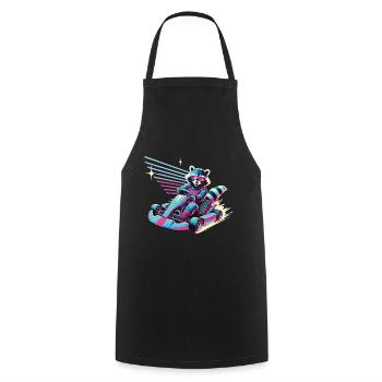 Raton laveur dans le style rétro du karting - Tablier de cuisine - noir - Devant - AI Model Male 185 dark (185cm)