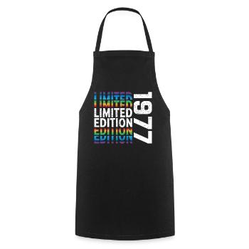 Limited Edition 1977 - Cooking Apron - black - Front - AI Model Male 185 dark (185cm)