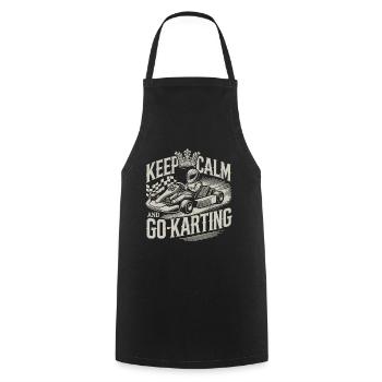 Restez calme et faites du karting - Tablier de cuisine - noir - Devant - AI Model Male 185 dark (185cm)