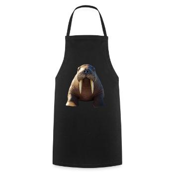 Walrus, tusks, seal, wild Pacific walruses - Cooking Apron - black - Front - AI Model Male 185 dark (185cm)