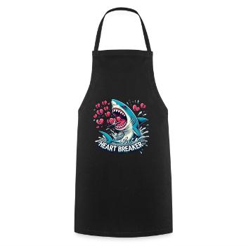 Saint-Valentin Requin Plongeur Vacances Coeur Drôle Mer - Tablier de cuisine - noir - Devant - AI Model Male 185 dark (185cm)