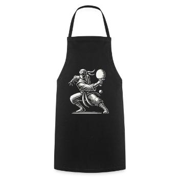 Ninja Table Tennis Master Funny Motif - Cooking Apron - black - Front - AI Model Male 185 dark (185cm)