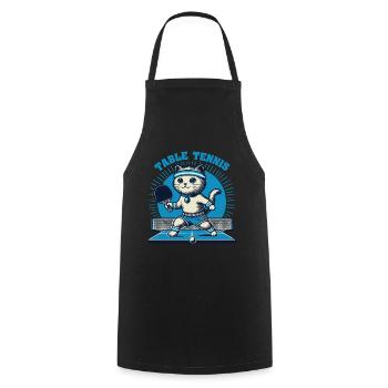 Niedliche Katze Tischtennis Vintage Stil - Kochschürze - Schwarz - Vorne - AI Model Male 185 dark (185cm)