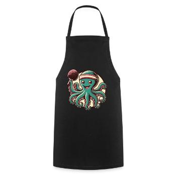 Lustiger Oktopus Tischtennis Cartoon Retro - Kochschürze - Schwarz - Vorne - AI Model Male 185 dark (185cm)