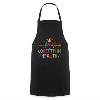 Confettis de carnaval dans le coeur couleurs vives - Tablier de cuisine - noir - Devant - AI Model Male 185 dark (185cm)