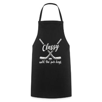 Les amateurs de hockey ont de la classe jusqu’à ce que la rondelle tombe - Tablier de cuisine - noir - Devant - AI Model Male 185 dark (185cm)