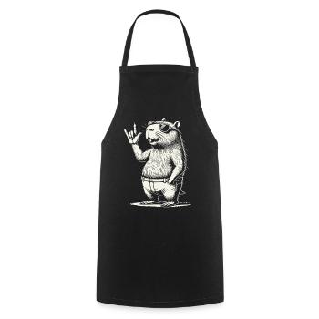 Musique Rock drôle Capybara Concert Party - Tablier de cuisine - noir - Devant - AI Model Male 185 dark (185cm)