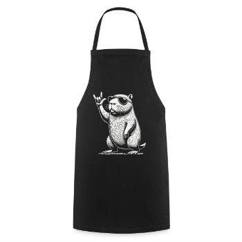 Musique Rock Heavy Metal Festival Capybara - Tablier de cuisine - noir - Devant - AI Model Male 185 dark (185cm)