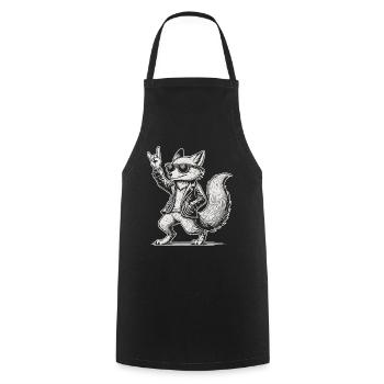 Musique rock Drôle Heavy Metal Fox Concert - Tablier de cuisine - noir - Devant - AI Model Male 185 dark (185cm)