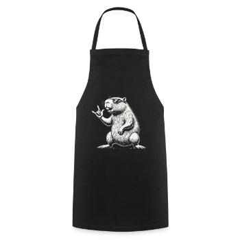 Fun Heavy Metal Festival Capybara - Cooking Apron - black - Front - AI Model Male 185 dark (185cm)