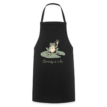 Lustiger Frosch Serenity ist ein Lügenhumor Lily Pad Design - Kochschürze - Schwarz - Vorne - AI Model Male 185 dark (185cm)