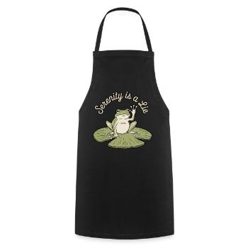 Drôle de grenouille sérénité est un mensonge humour nénuphar - Tablier de cuisine - noir - Devant - AI Model Male 185 dark (185cm)