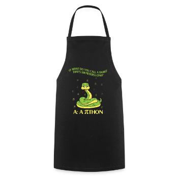 Pi-Tag Fun: What do you call a 3.14 meter long - Cooking Apron - black - Front - AI Model Male 185 dark (185cm)
