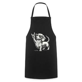 Musique rock Drôle Heavy Metal Teckel Concert - Tablier de cuisine - noir - Devant - AI Model Male 185 dark (185cm)