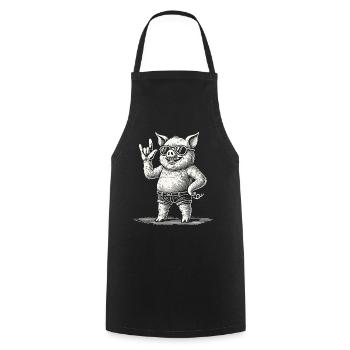 Funny Retro Rock Concert Heavy Metal Festival - Cooking Apron - black - Front - AI Model Male 185 dark (185cm)