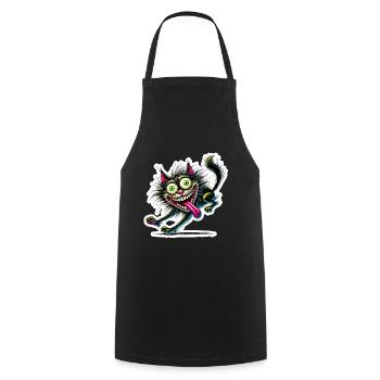 Chat fou style bande dessinée Motif animal drôle - Tablier de cuisine - noir - Devant - AI Model Male 185 dark (185cm)