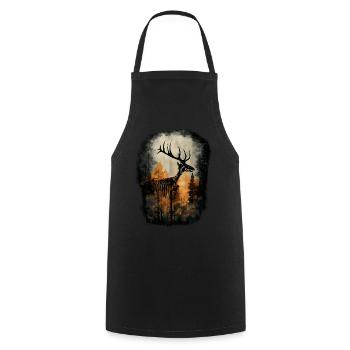 Deer Skeleton Forest Gothic Fantasy Surreal Tree - Cooking Apron - black - Front - AI Model Male 185 dark (185cm)