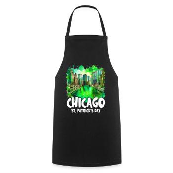 Célébration de la Saint-Patrick sur la rivière Chicago - Tablier de cuisine - noir - Devant - AI Model Male 185 dark (185cm)