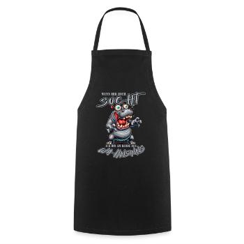 Hippopotame fou au bord de la folie style bande dessinée - Tablier de cuisine - noir - Devant - AI Model Male 185 dark (185cm)