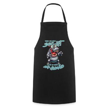 Hippopotame fou au bord de la folie style bande dessinée - Tablier de cuisine - noir - Devant - AI Model Male 185 dark (185cm)