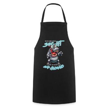 Crazy Rhino on the Edge of Madness Comic Style - Cooking Apron - black - Front - AI Model Male 185 dark (185cm)