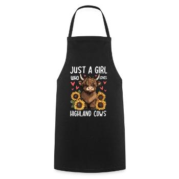 Just a Girl Who Loves Highland Cows - Kochschürze - Schwarz - Vorne - AI Model Male 185 dark (185cm)