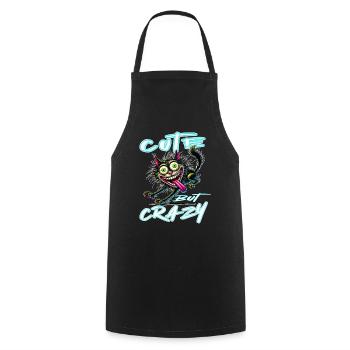 Cute but Crazy Katze Comic Stil lustiges Motiv - Kochschürze - Schwarz - Vorne - AI Model Male 185 dark (185cm)