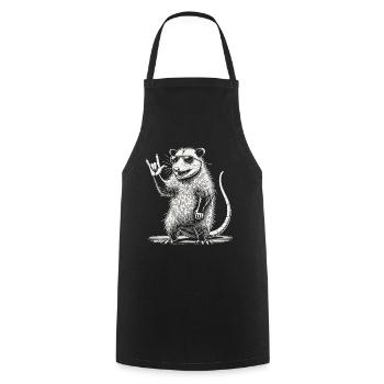 Opossum Rock Music Festival Rétro Heavy Metal - Tablier de cuisine - noir - Devant - AI Model Male 185 dark (185cm)