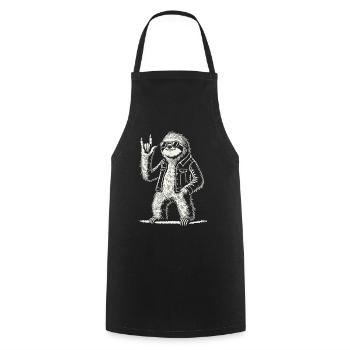 Lustiges Faultier Rock Musik Heavy Metal Festival - Kochschürze - Schwarz - Vorne - AI Model Male 185 dark (185cm)