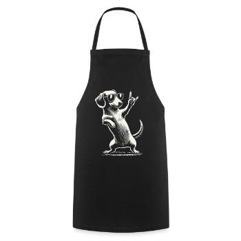 Musique rock drôle teckel chien concert design - Tablier de cuisine - noir - Devant - AI Model Male 185 dark (185cm)