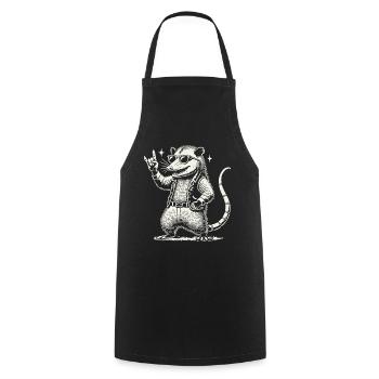 Lustiges Rock Musik Konzert Opossum Retro Stil - Kochschürze - Schwarz - Vorne - AI Model Male 185 dark (185cm)