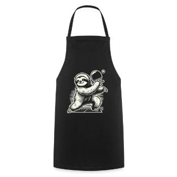 Sloth Table Tennis Fun for Animal Lovers - Cooking Apron - black - Front - AI Model Male 185 dark (185cm)