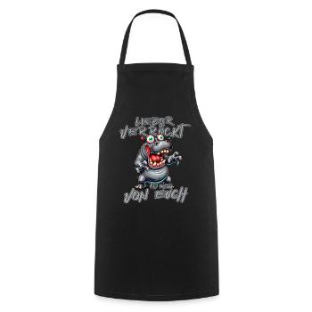 Hippopotame fou Mieux vaut fou qu’un de - Tablier de cuisine - noir - Devant - AI Model Male 185 dark (185cm)