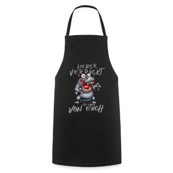 Hippopotame fou Mieux vaut fou qu’un de - Tablier de cuisine - noir - Devant - AI Model Male 185 dark (185cm)