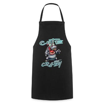 Cute but Crazy Rhino Comic Style Funny Motif - Cooking Apron - black - Front - AI Model Male 185 dark (185cm)