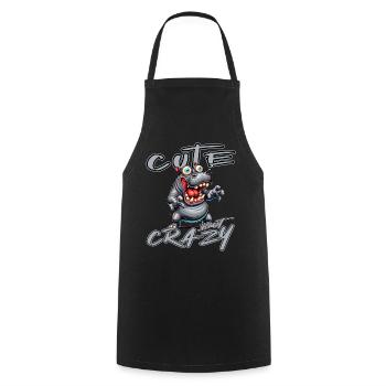 Cute but Crazy Hippo Comic Style Funny Motif - Cooking Apron - black - Front - AI Model Male 185 dark (185cm)