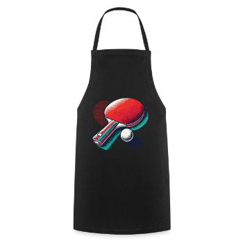 Table Tennis Retro Vintage Table Tennis Racket Style - Cooking Apron - black - Front - AI Model Male 185 dark (185cm)