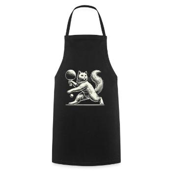 Cute cat playing table tennis with charm - Cooking Apron - black - Front - AI Model Male 185 dark (185cm)