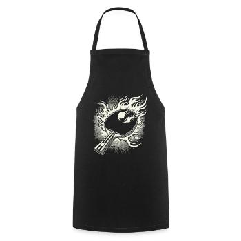 Flaming Table Tennis Racket Table Tennis - Cooking Apron - black - Front - AI Model Male 185 dark (185cm)
