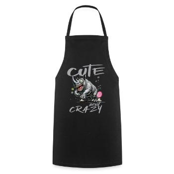 Motif drôle de bande dessinée de rhinocéros mignon mais fou - Tablier de cuisine - noir - Devant - AI Model Male 185 dark (185cm)