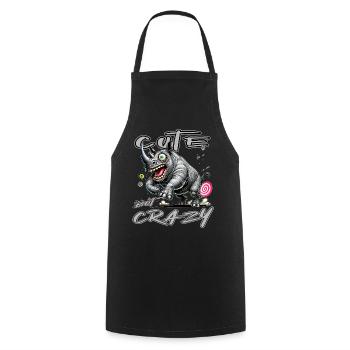 Motif drôle de bande dessinée de rhinocéros mignon mais fou - Tablier de cuisine - noir - Devant - AI Model Male 185 dark (185cm)