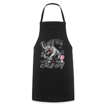 Cute but Crazy Rhino Comic Style Funny Motif - Cooking Apron - black - Front - AI Model Male 185 dark (185cm)