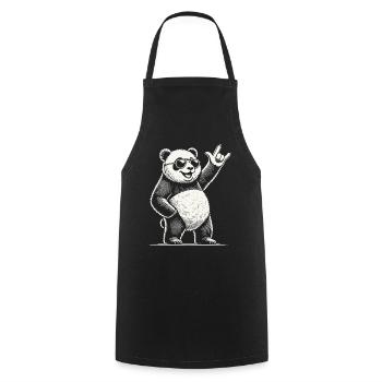 Retro Rock Music Panda With Cool Gesture - Cooking Apron - black - Front - AI Model Male 185 dark (185cm)