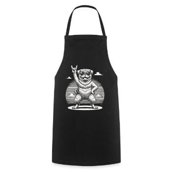 Mops Hund Rock Musik Festival Stil - Kochschürze - Schwarz - Vorne - AI Model Male 185 dark (185cm)