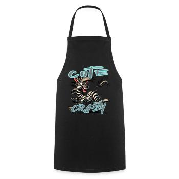 Mignon mais fou zèbre style bande dessinée Motif drôle - Tablier de cuisine - noir - Devant - AI Model Male 185 dark (185cm)