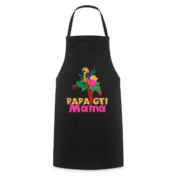 Parrot Mom Tropical Flowers Style - Cooking Apron - black - Front - AI Model Male 185 dark (185cm)