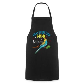 Perruche Maman Cœur Musique Amour - Tablier de cuisine - noir - Devant - AI Model Male 185 dark (185cm)